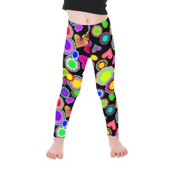 Groovy Hearts and Flowers Black Kid's Ankle Length Leggings (Model L06)