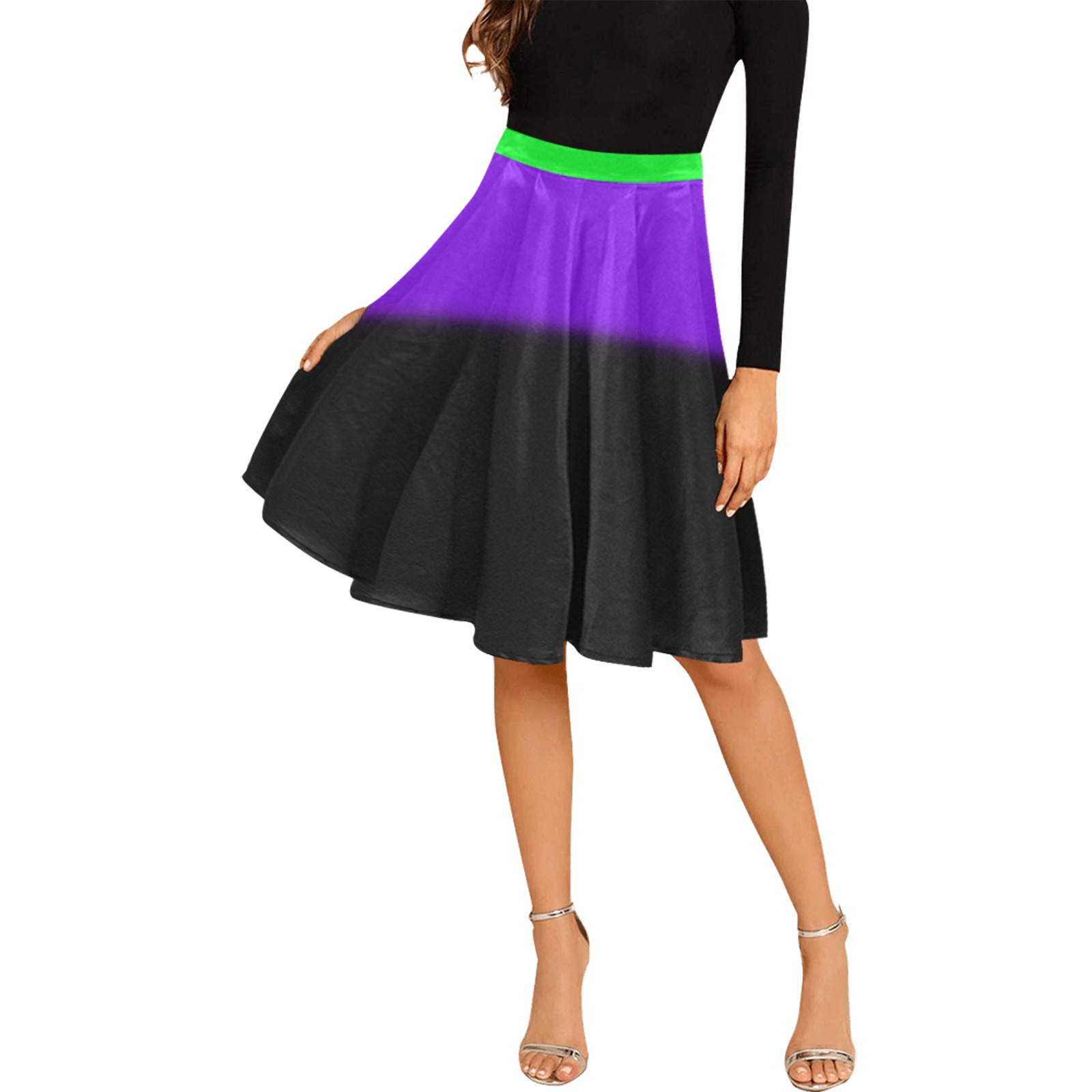 Witch Ombre Melete Pleated Midi Skirt (Model D15)