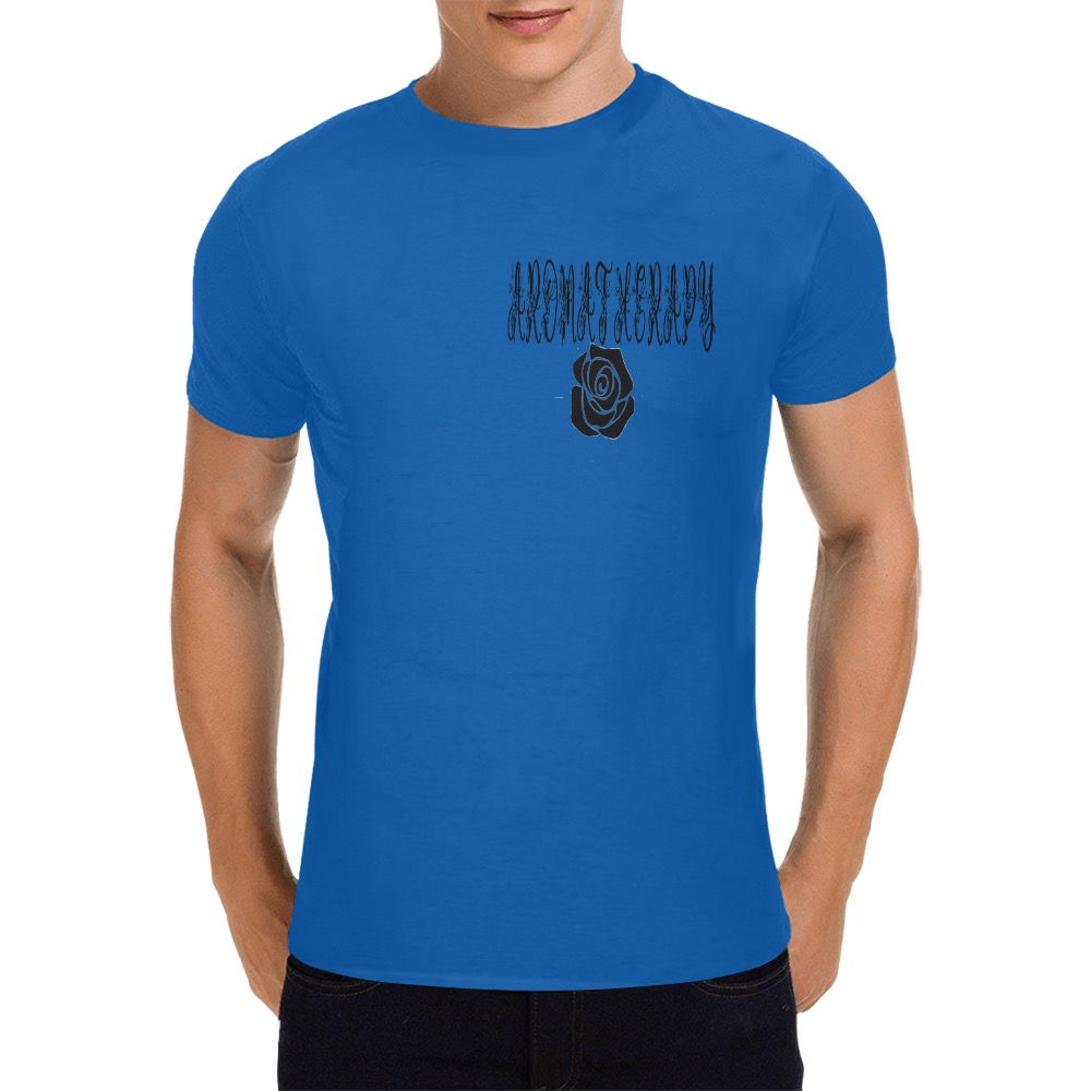 Aromatherapy Apparel Black rose T-Shirt Blue Men's T-Shirt in USA Size (Front Printing Only)
