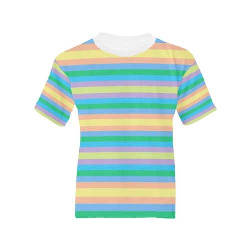 Blue Pink Yellow Green Stripes Kids' All Over Print T-shirt (Model T65)