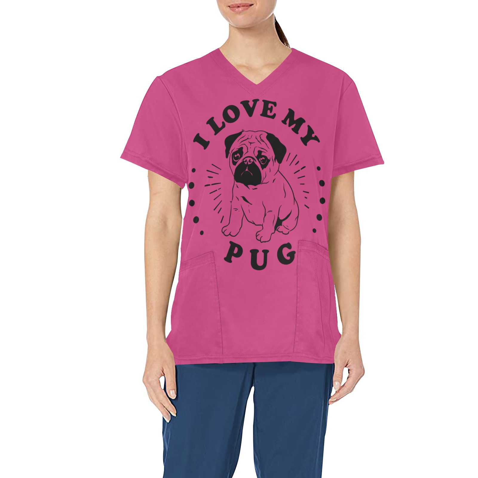 I love my pug All Over Print Scrub Top