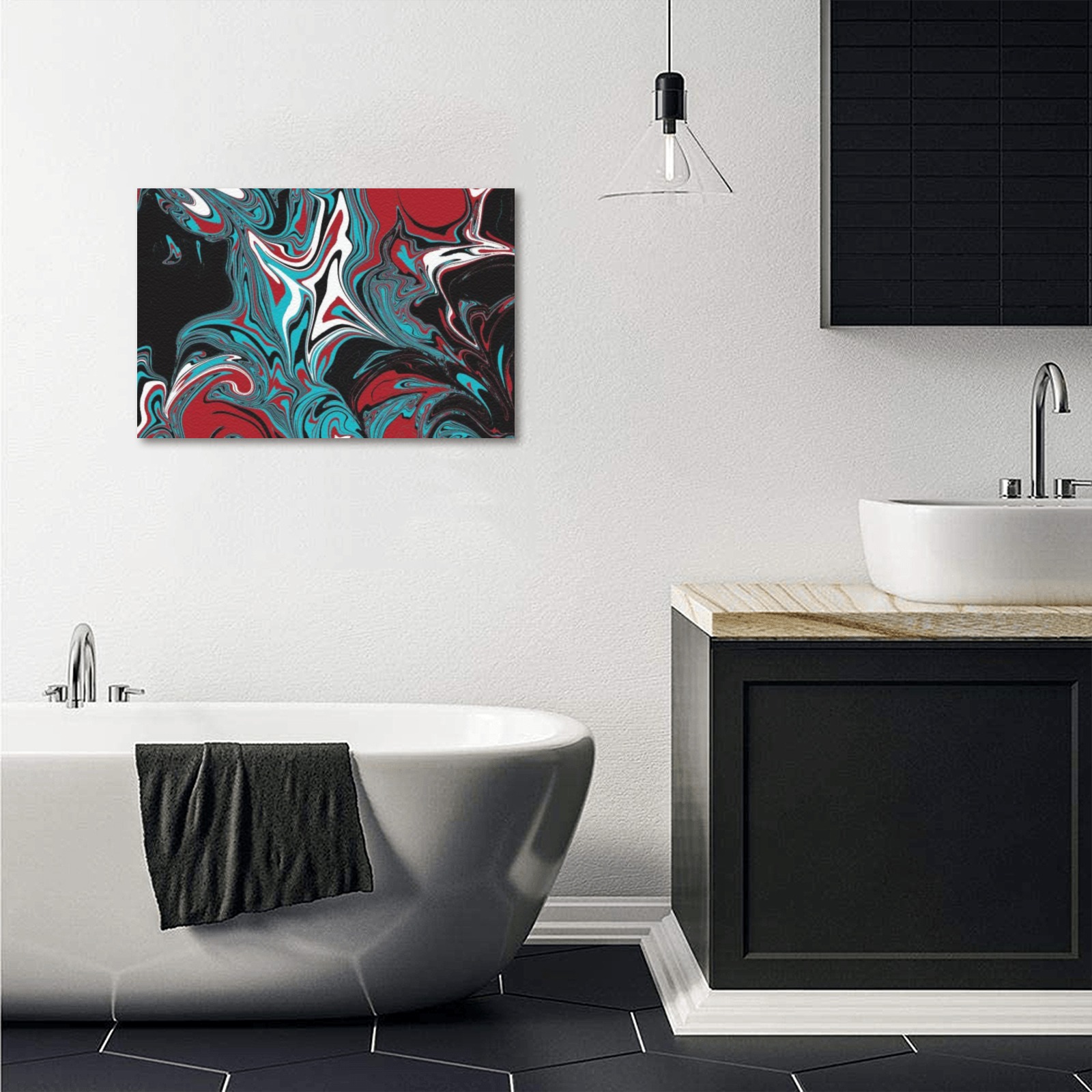 Dark Wave of Colors Upgraded Canvas Print 18"x12"