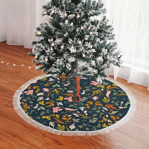 The meadow leaves colors Thick Fringe Christmas Tree Skirt 36"x36"