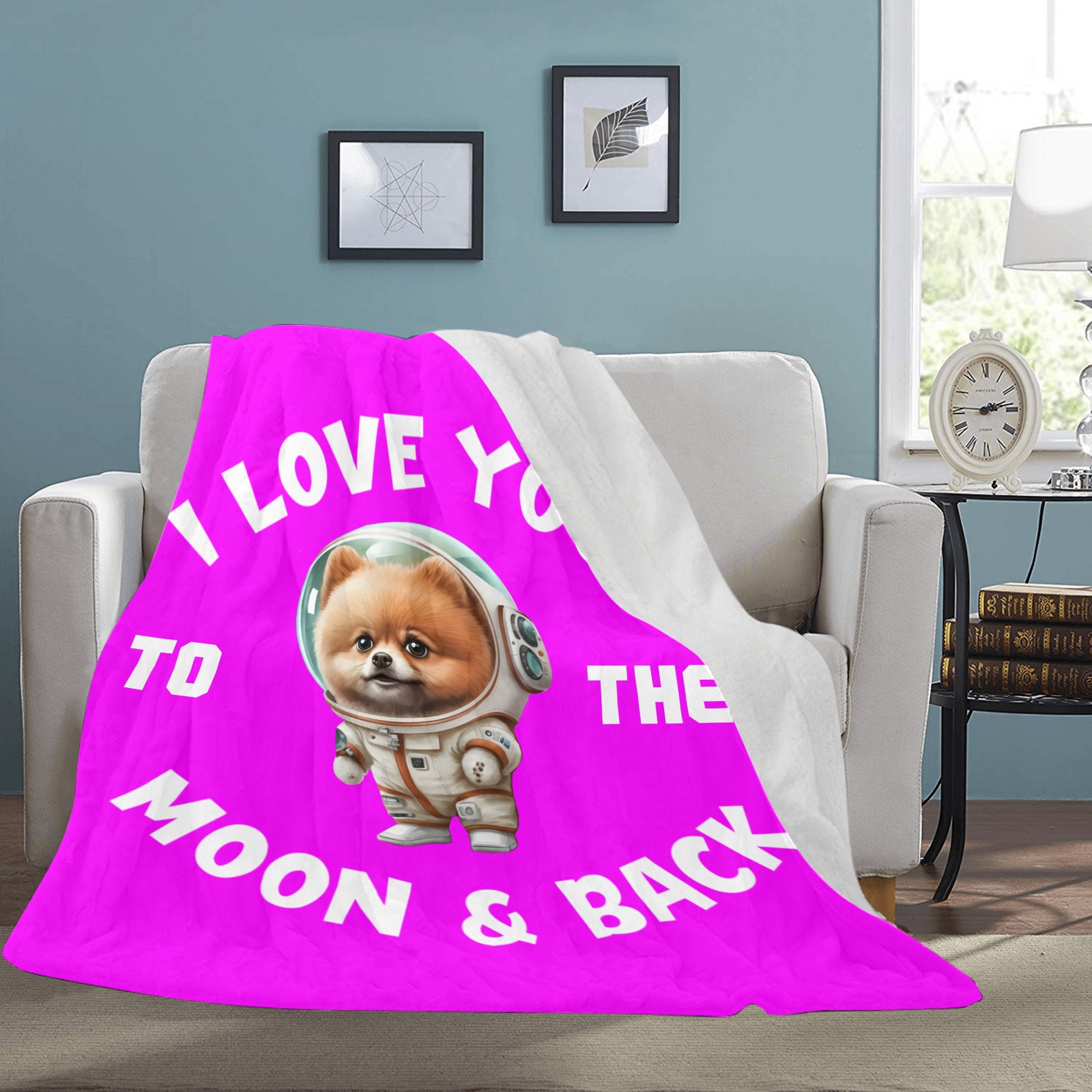 Pomeranian Love You To The Moon & Back (BP) Ultra-Soft Micro Fleece Blanket 70''x80''