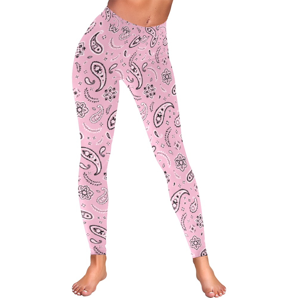 Pink Paisley Women's Low Rise Leggings (Invisible Stitch) (Model L05)