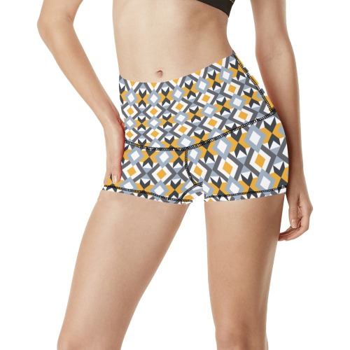 Retro Angles Abstract Geometric Pattern Women's All Over Print Yoga Shorts (Model L17)