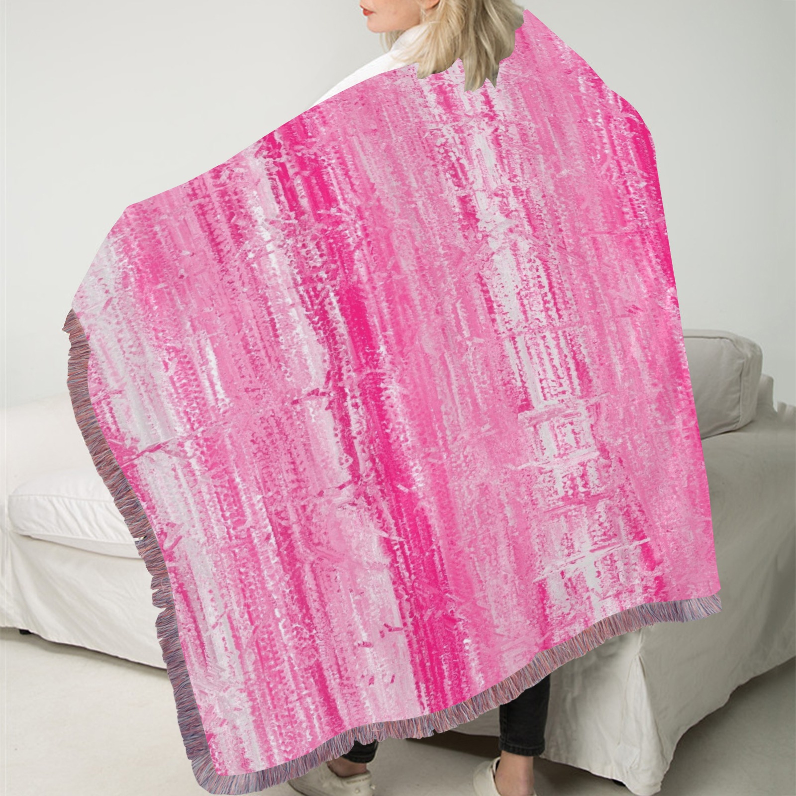 confetti 12 Ultra-Soft Fringe Blanket 40"x50" (Mixed Pink)