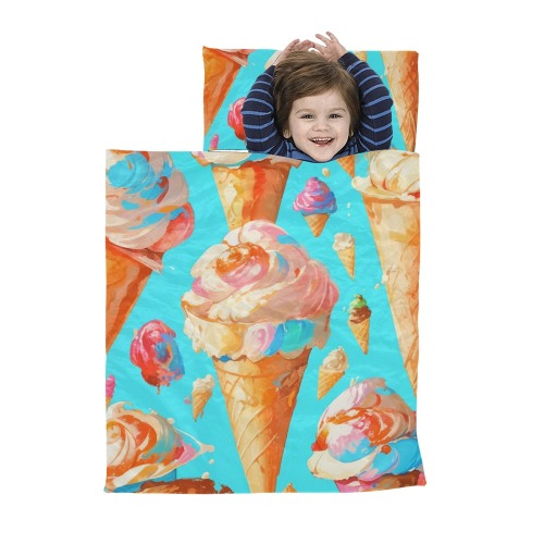 Cone icecream abstract art, pastel colors art. Kids' Sleeping Bag