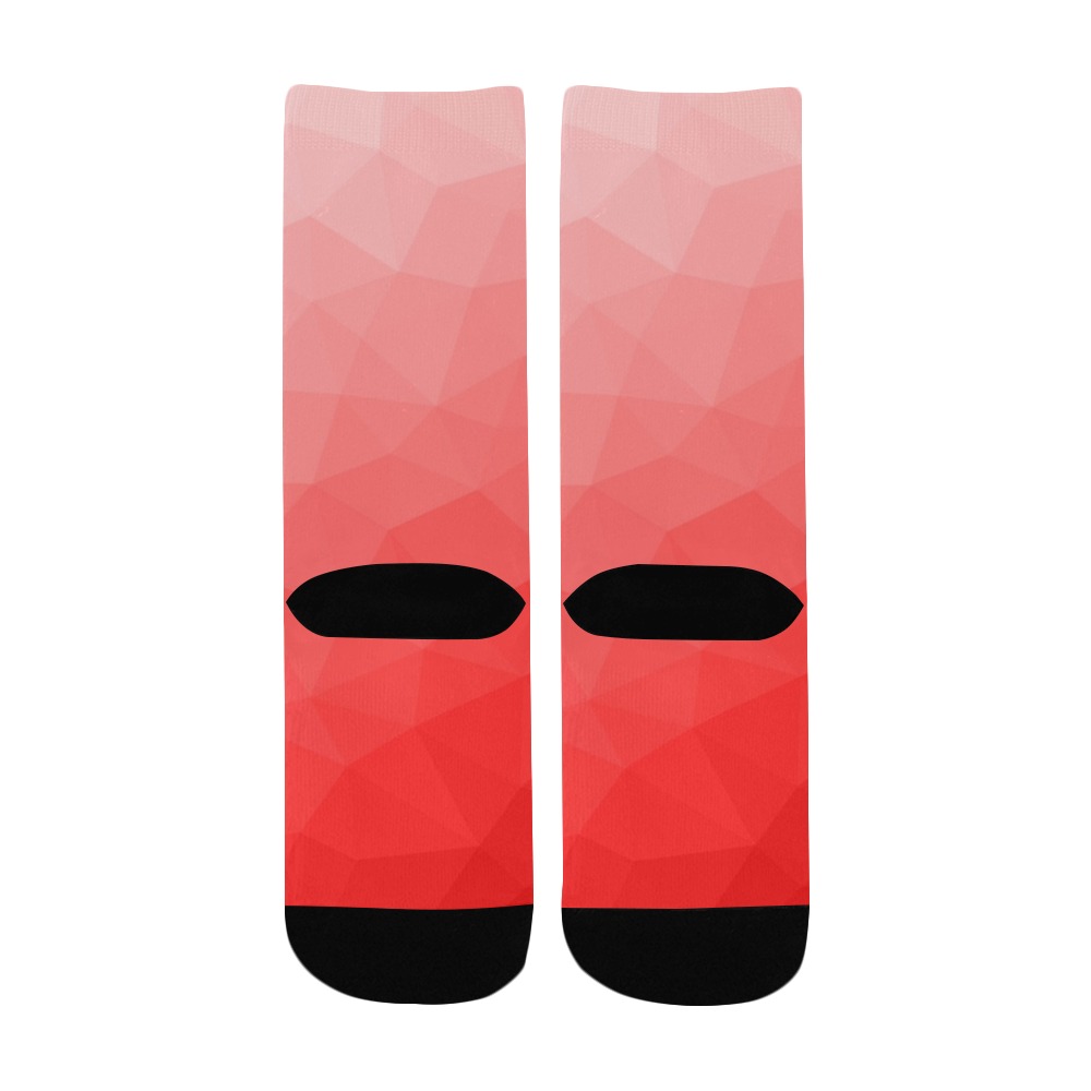 Red gradient geometric mesh pattern Kids' Custom Socks