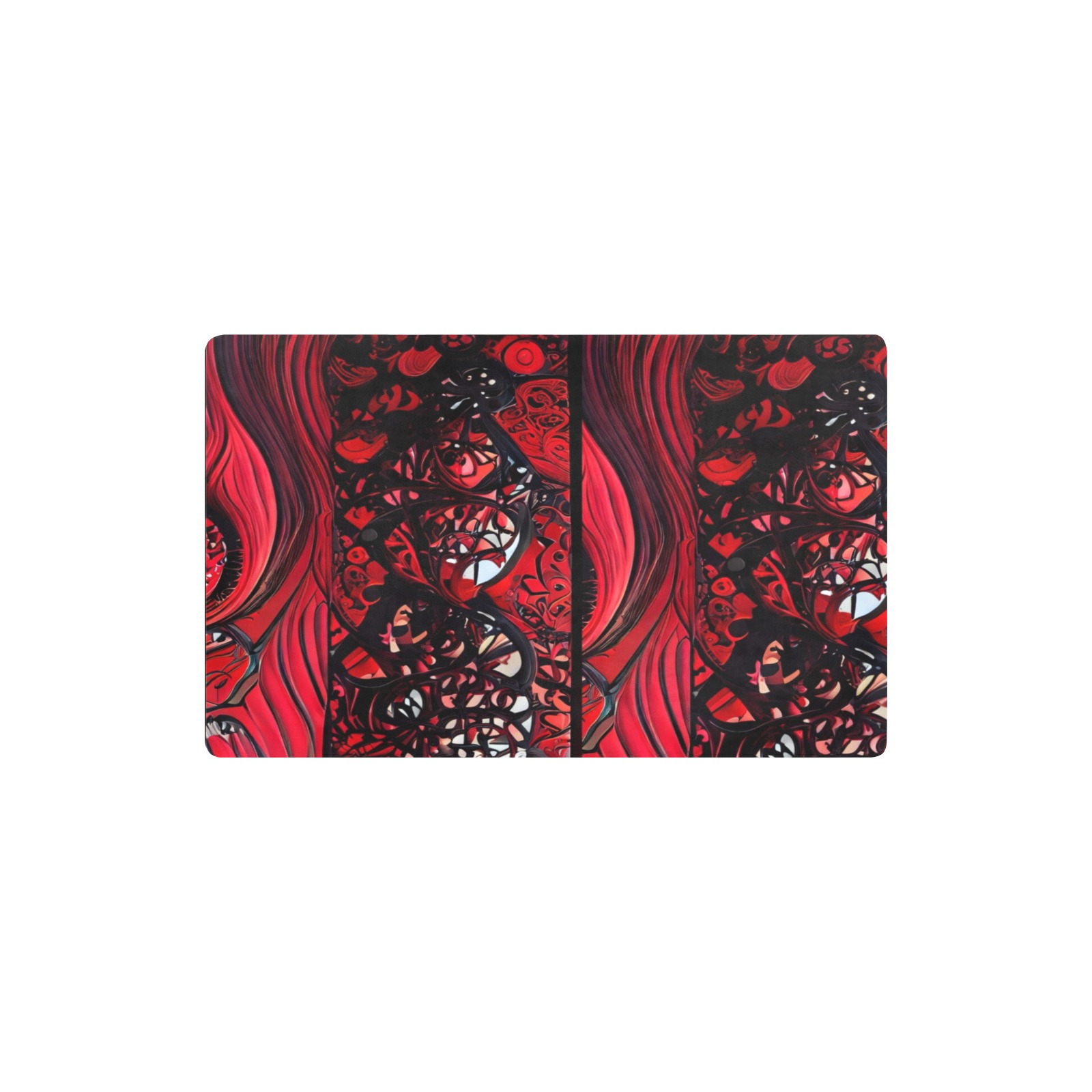 red and black intricate pattern 1 Kitchen Mat 32"x20"