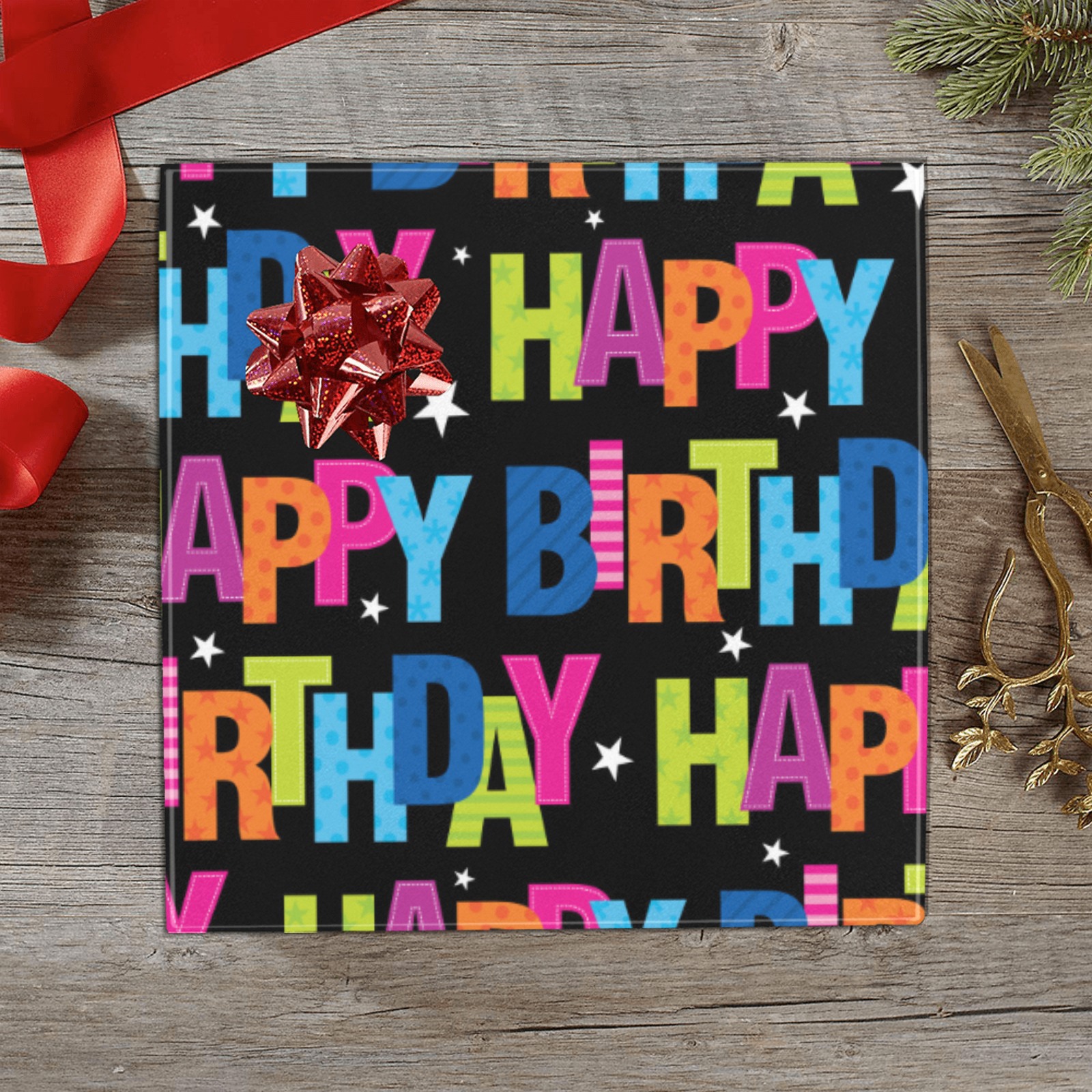 Colorful Happy Birthday Pattern Gift Wrapping Paper 58"x 23" (2 Rolls)