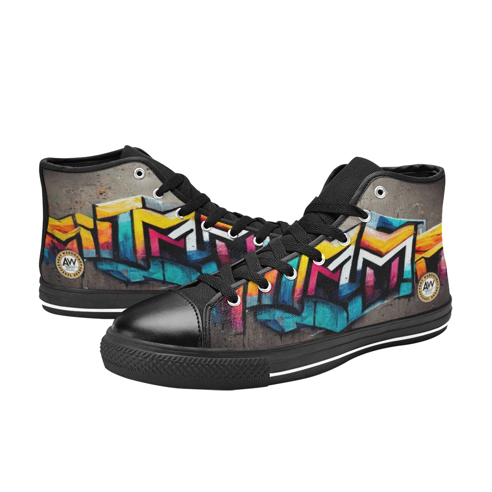 graffiti wall Men’s Classic High Top Canvas Shoes (Model 017)