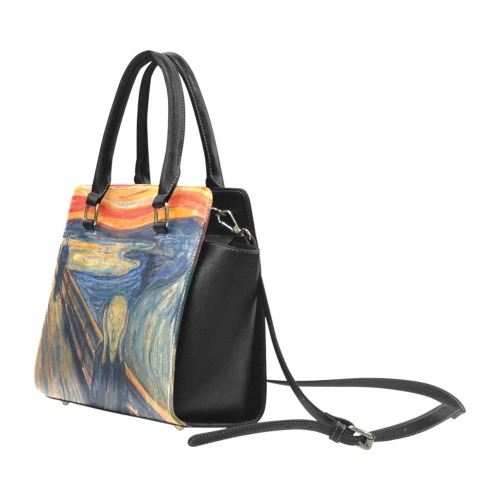 Edvard Munch-The scream Rivet Shoulder Handbag (Model 1645)