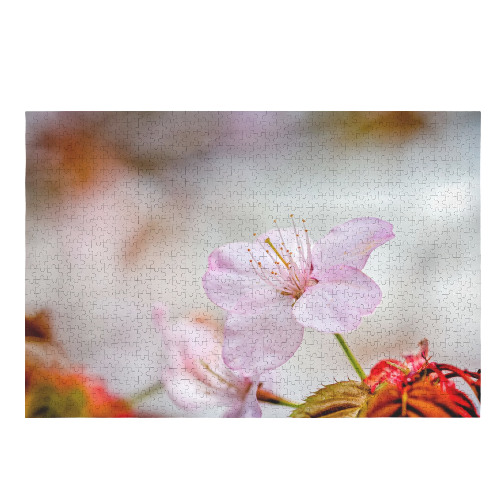 Soft pink sakura cherry flower. Magical garden. 1000-Piece Wooden Jigsaw Puzzle (Horizontal)