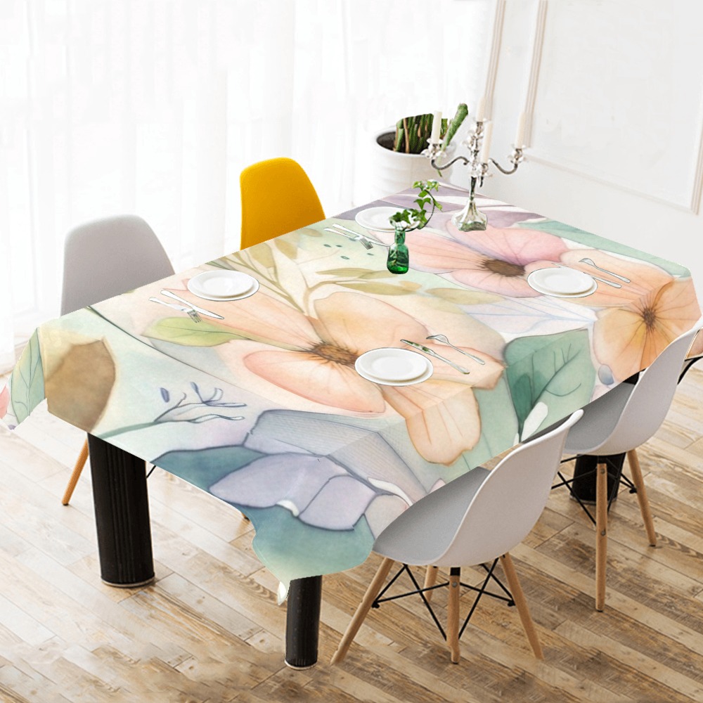 Watercolor Floral 1 Thickiy Ronior Tablecloth 120"x 60"