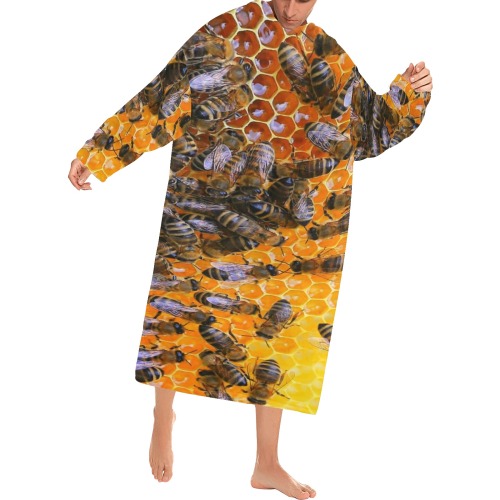 HONEY BEES 4 Blanket Robe with Sleeves for Adults