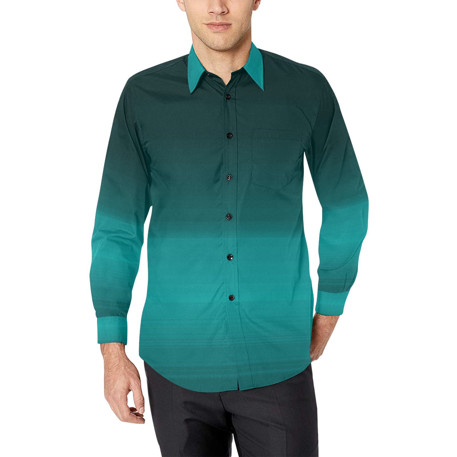 blu blk Men's All Over Print Casual Dress Shirt (Model T61)