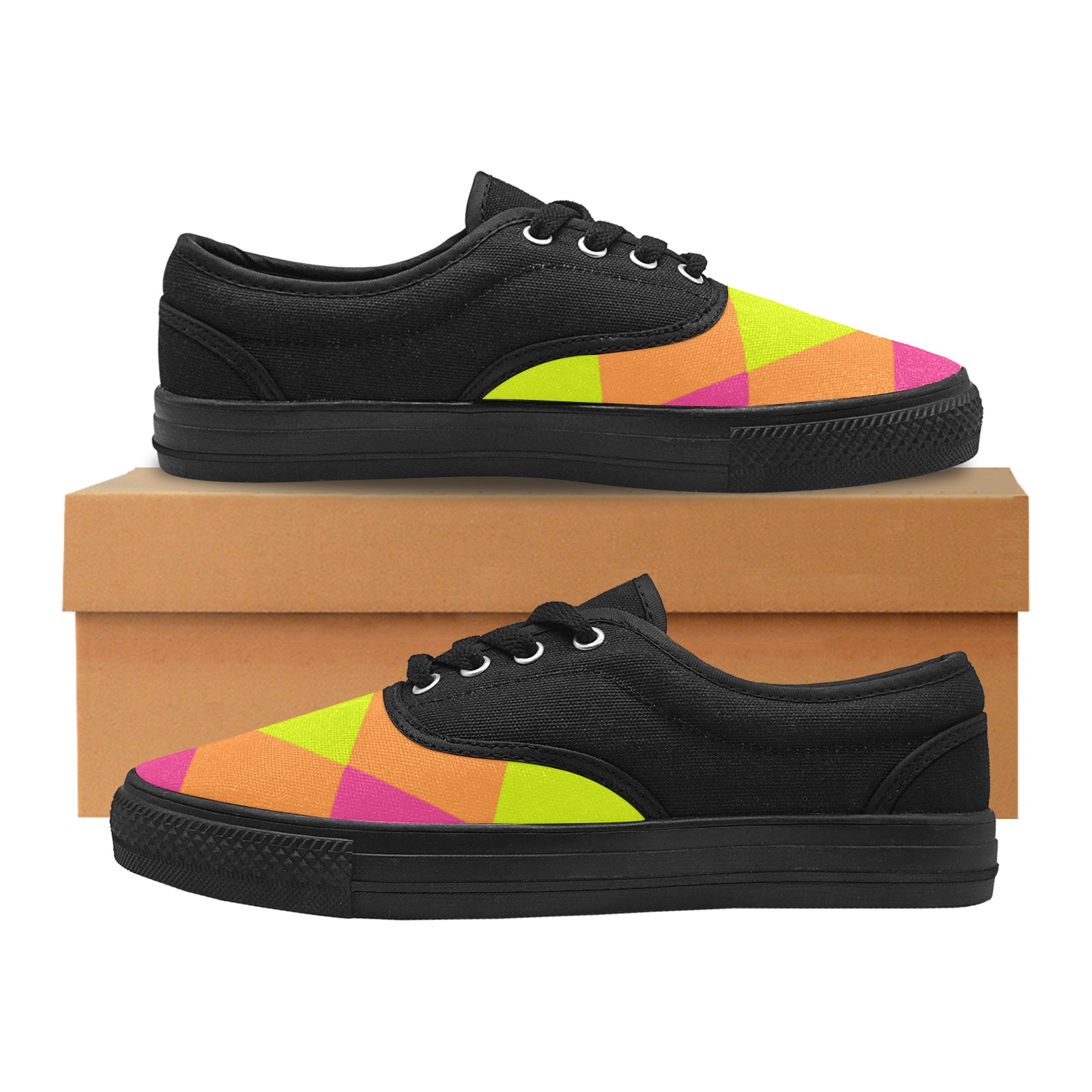 pinkyellow squares o Aries Men's Canvas Shoes (Model 029)