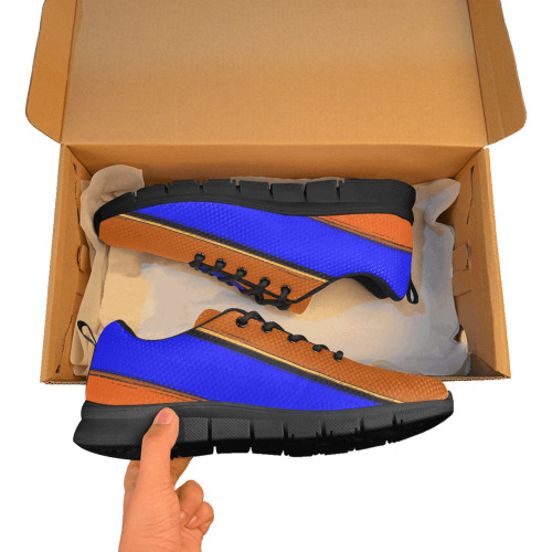 Abstract Blue And Orange 930 Men's Breathable Running Shoes (Model 055)