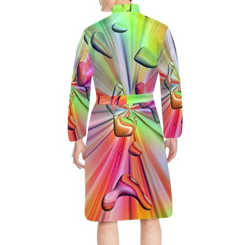 Rainbow by nico bielow Men's Long Sleeve Belted Night Robe (Model H56)