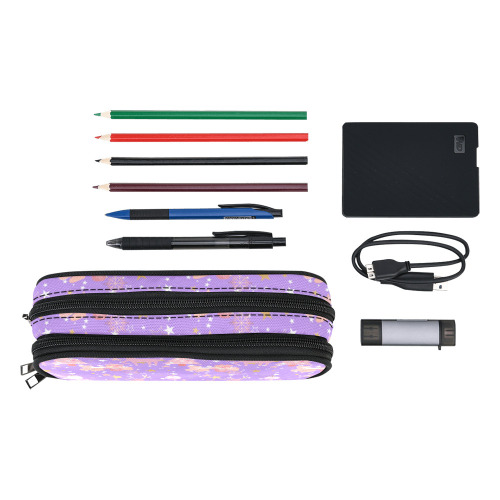 Pink and Purple and Gold Christmas Design Pencil Pouch/Large (Model 1680)