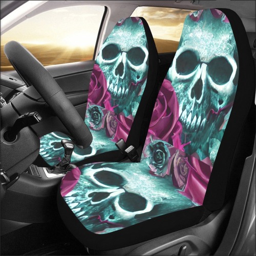 Pink Roses Skulls Car Seat Covers Car Seat Covers (Set of 2)