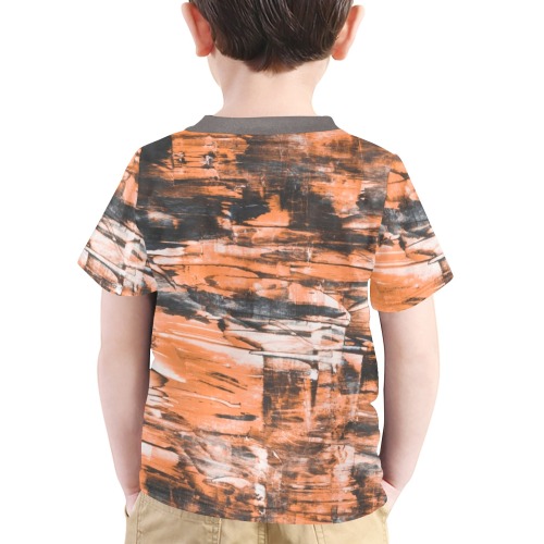 Gold and Gray Grunge Little Boys' All Over Print Crew Neck T-Shirt (Model T40-2)