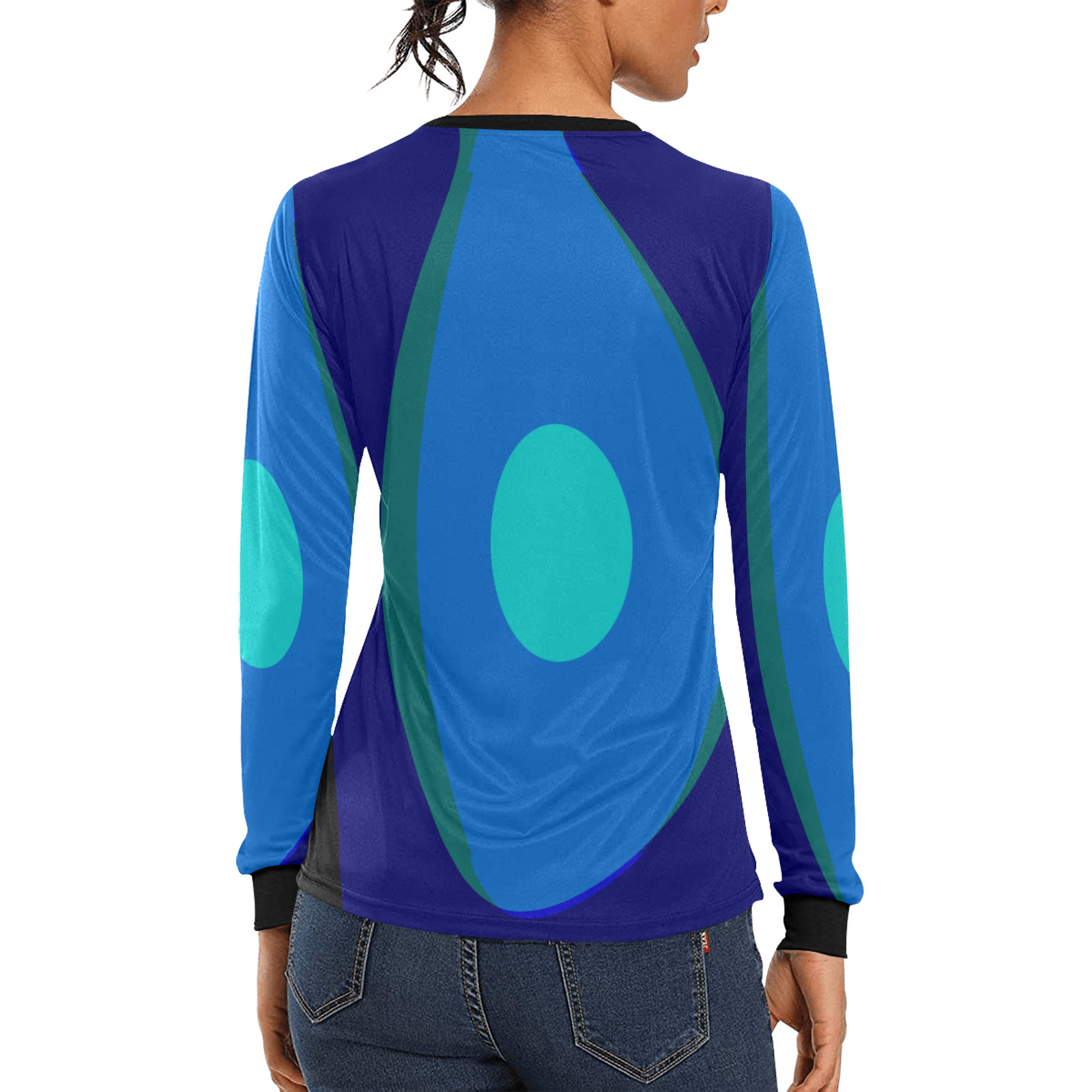 Dimensional Blue Abstract 915 Women's All Over Print Long Sleeve T-shirt (Model T51)