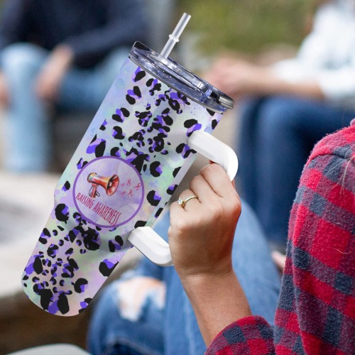 40 oz Tumbler domestic violence 40oz Tumbler with White Handle