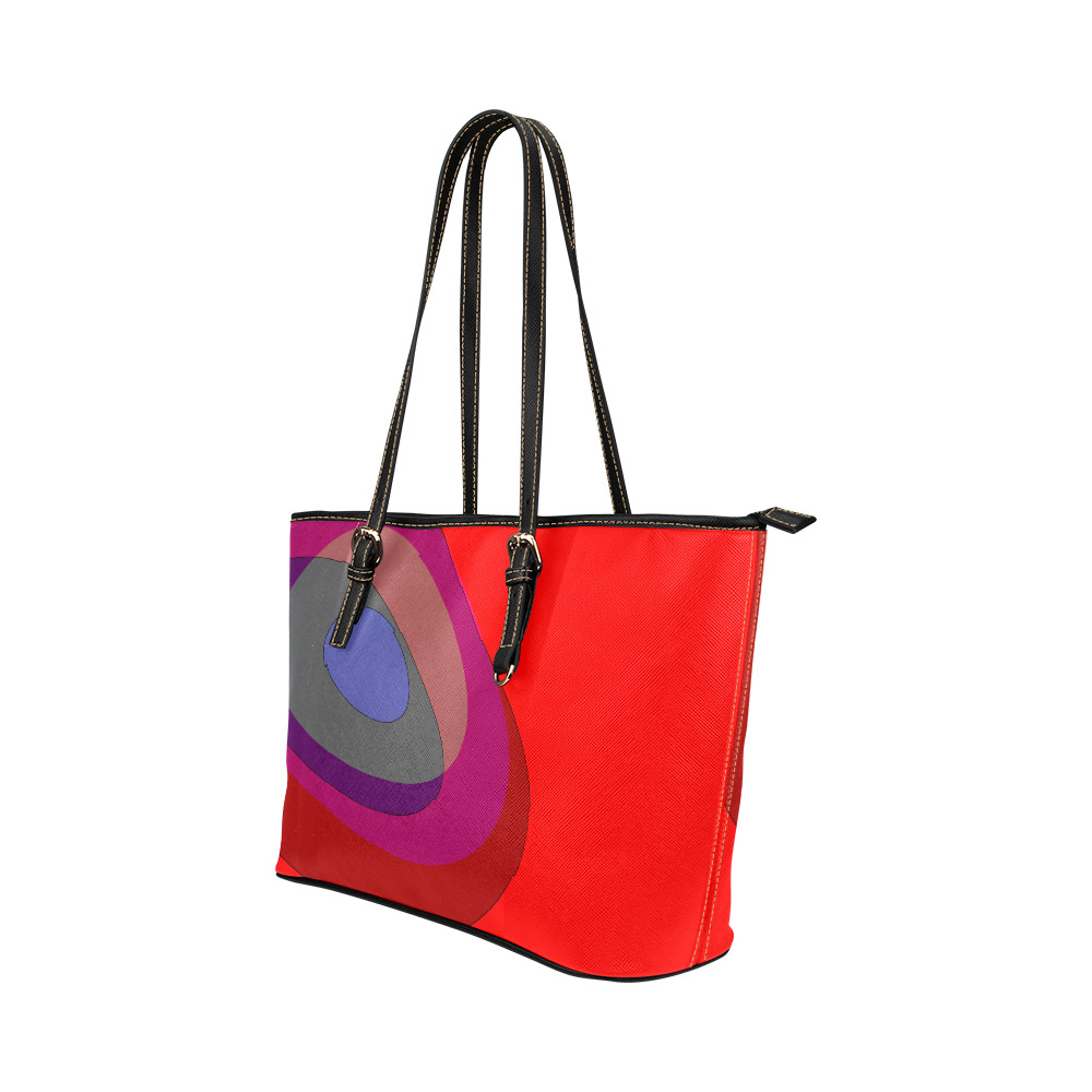 Red Abstract 714 Leather Tote Bag/Small (Model 1651)