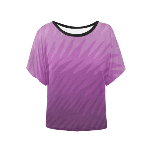 pink wavespike Women's Batwing-Sleeved Blouse T shirt (Model T44)