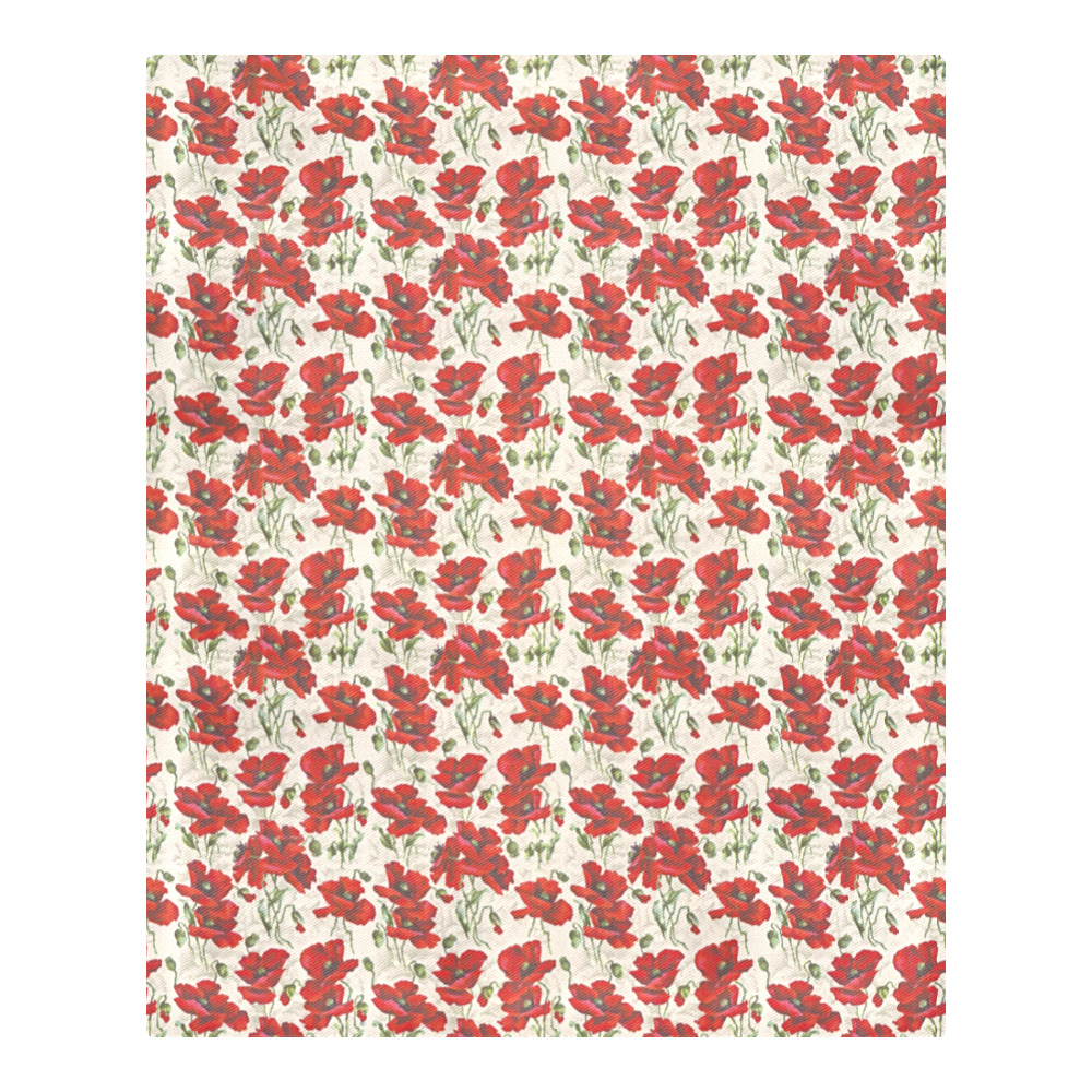 Red Poppy Flowers Vintage Floral Pattern 3-Piece Bedding Set