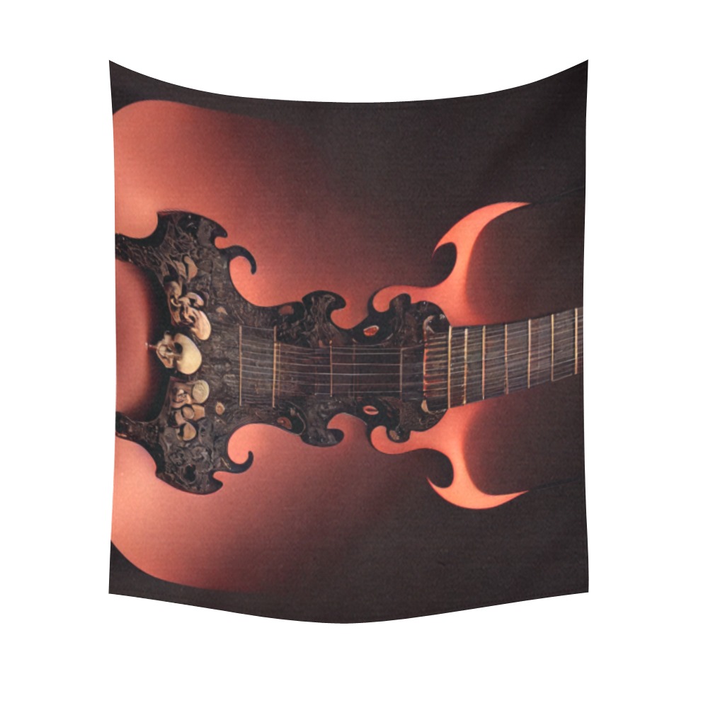 rock guitar red Cotton Linen Wall Tapestry 60"x 51"