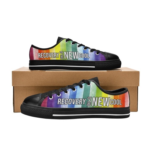 New Cool - Rainbow Black Men's Classic Canvas Shoes (Model 018)