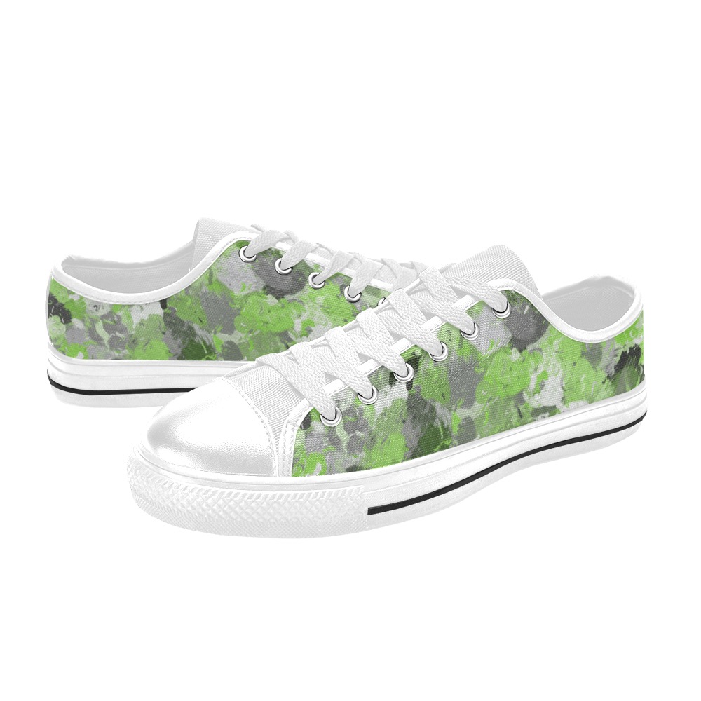 Lime Green and Gray Paintballs Women's Classic Canvas Shoes (Model 018)