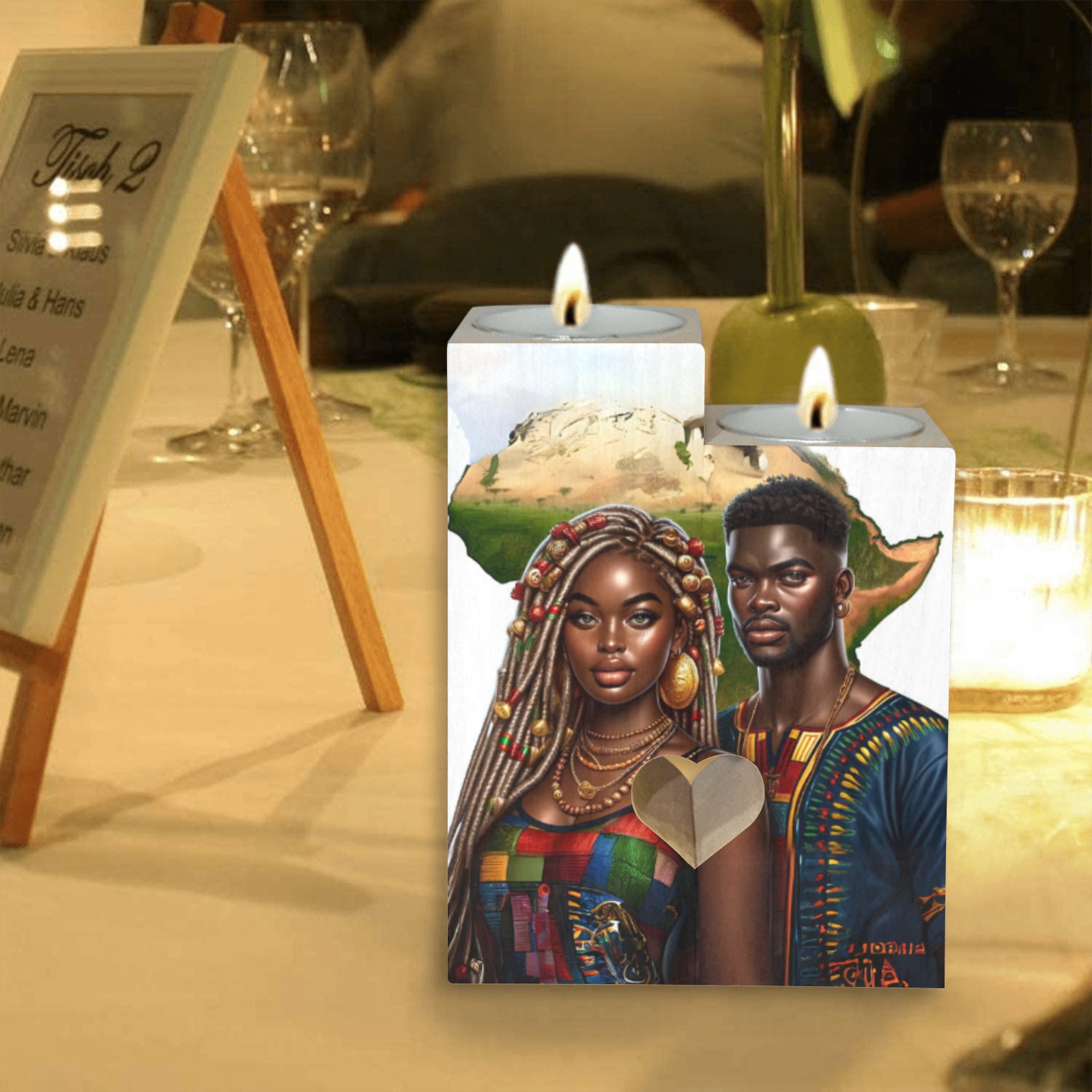 CANVA AFRICA Wooden Candle Holder (Without Candle)