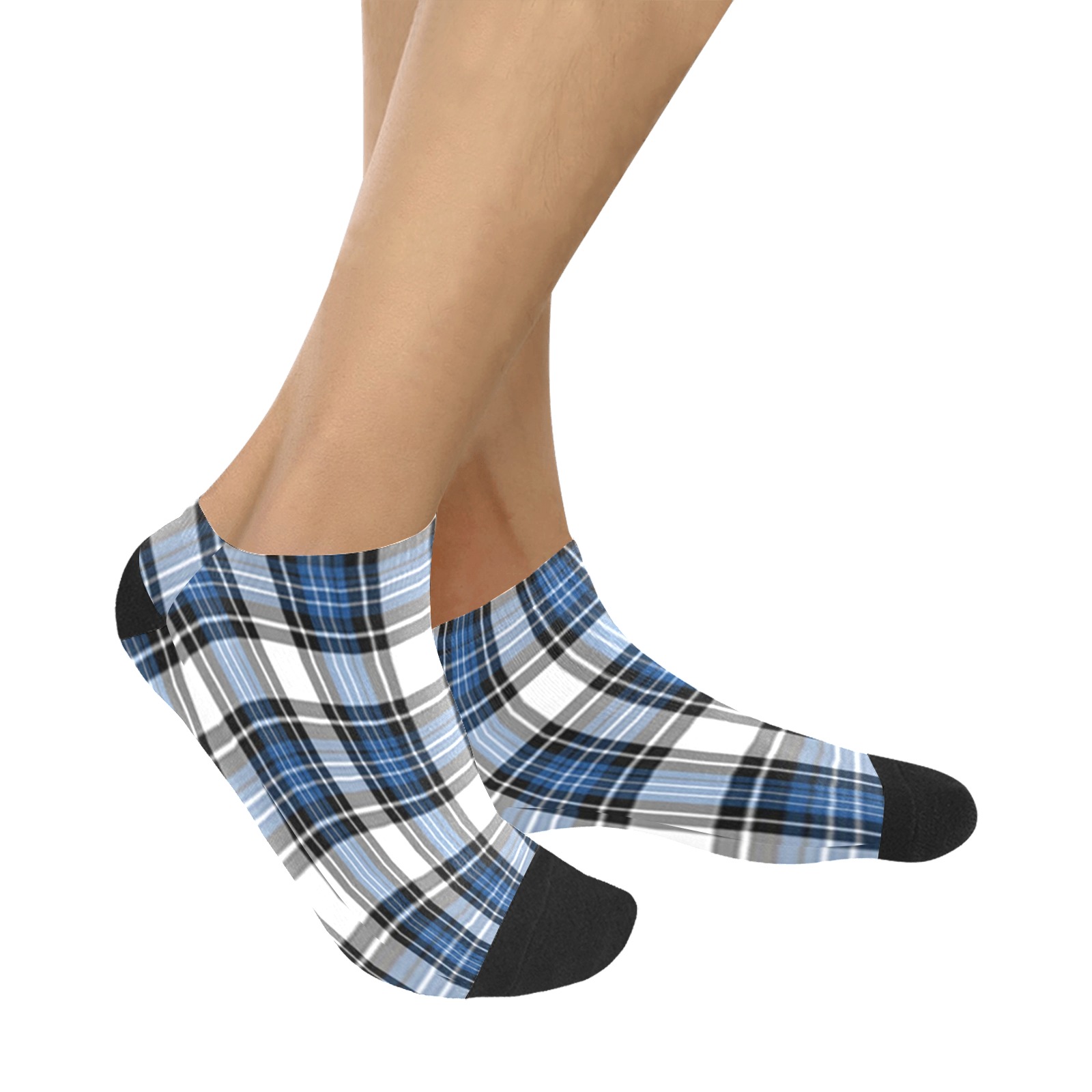 Blue Black Plaid Women's Ankle Socks