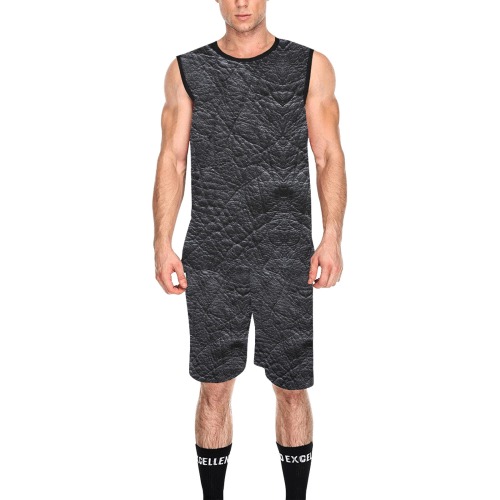 Leather Black Style by Fetishworld All Over Print Basketball Uniform