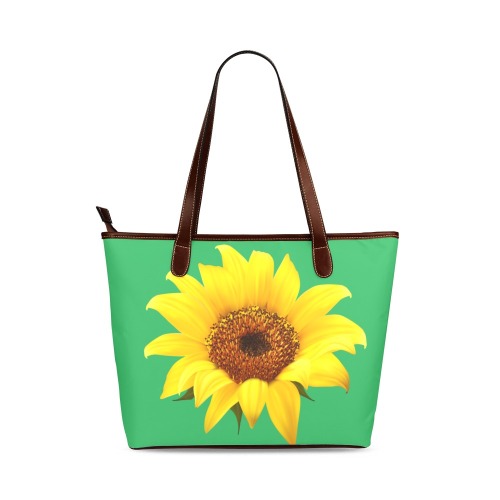 Green & Sunflower Tote Shoulder Tote Bag (Model 1646)