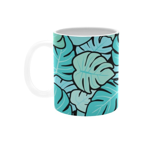 Tropical blue leaves pattern White Mug(11OZ)