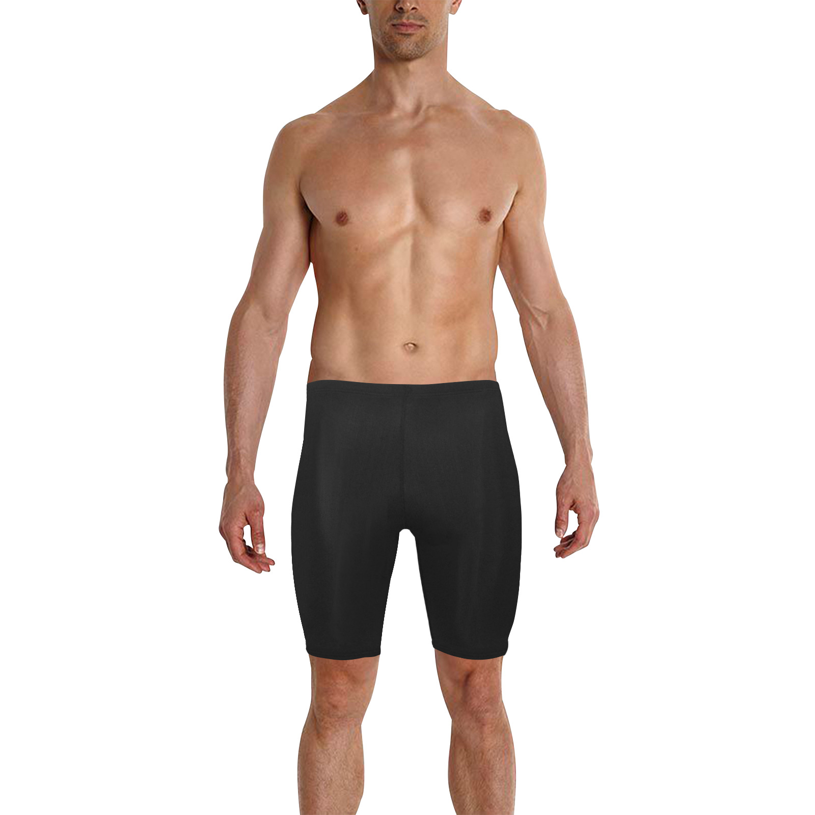 BLACK Men's Knee Length Swimming Trunks (Model L58)