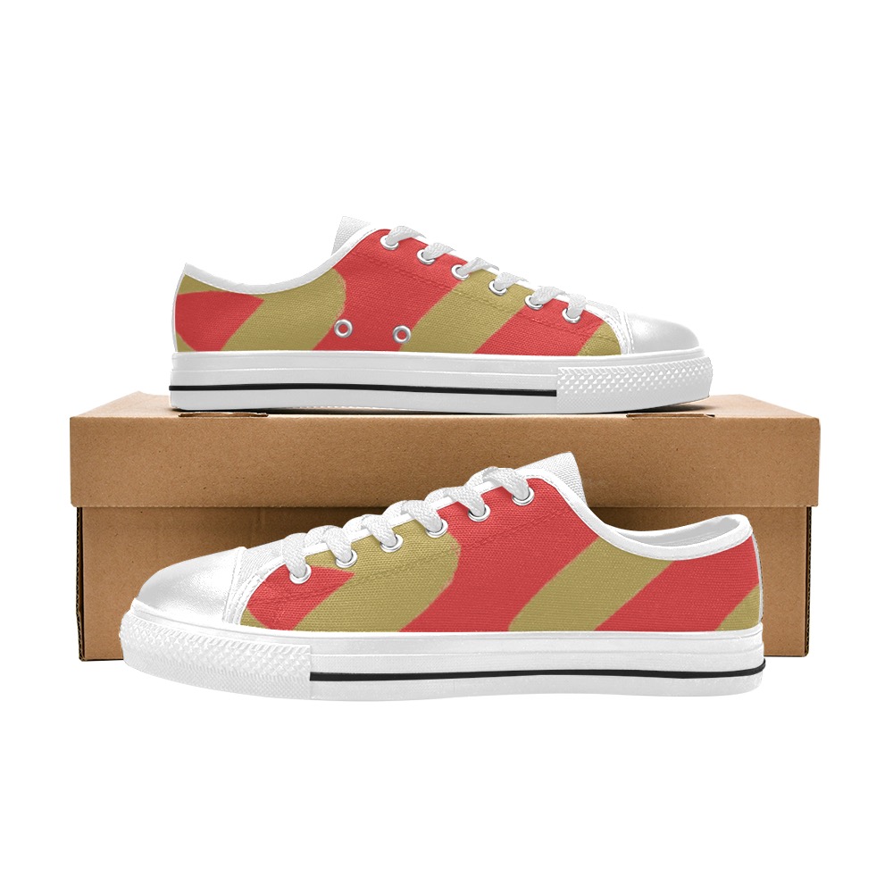 Tribal Gold and Red Women's Classic Canvas Shoes (Model 018)