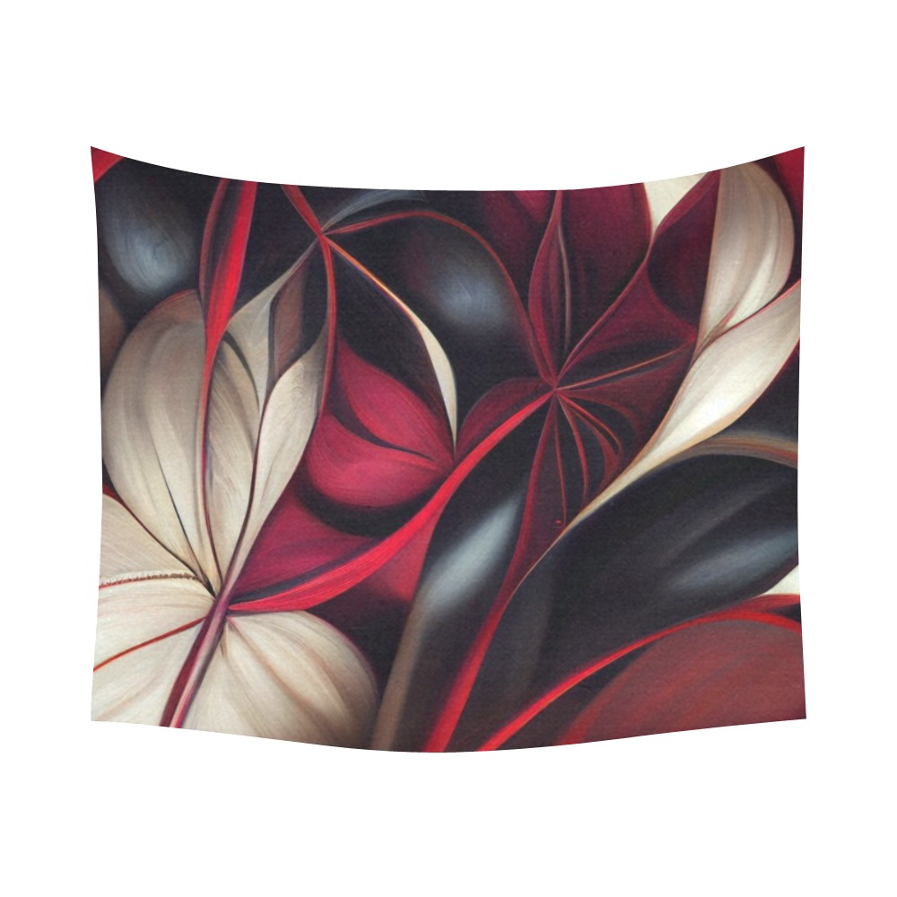 red cream and black pattern 2 Cotton Linen Wall Tapestry 60"x 51"