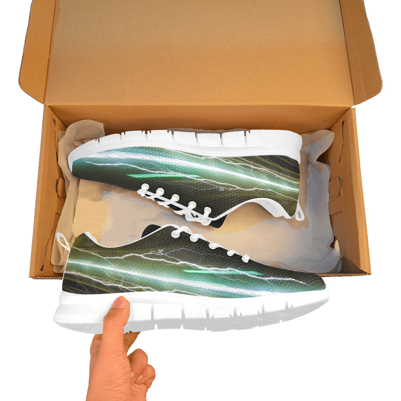Green Lightning Men's Breathable Running Shoes (Model 055)