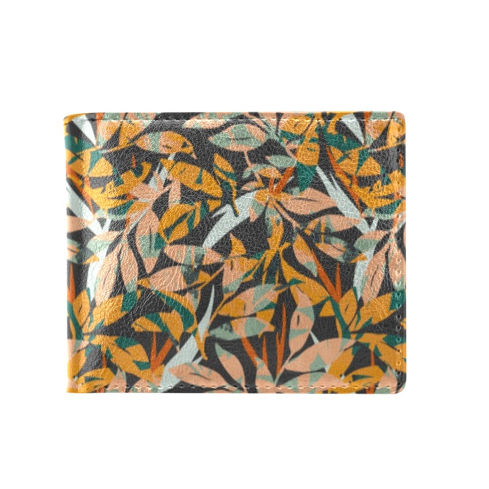 Abstract modern leaves nature-057 Bifold Wallet with Coin Pocket (Model 1706)