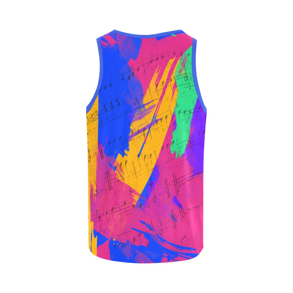 Groovy Paint Brush Strokes with Music Notes All Over Print Tank Top for Women (Model T43)