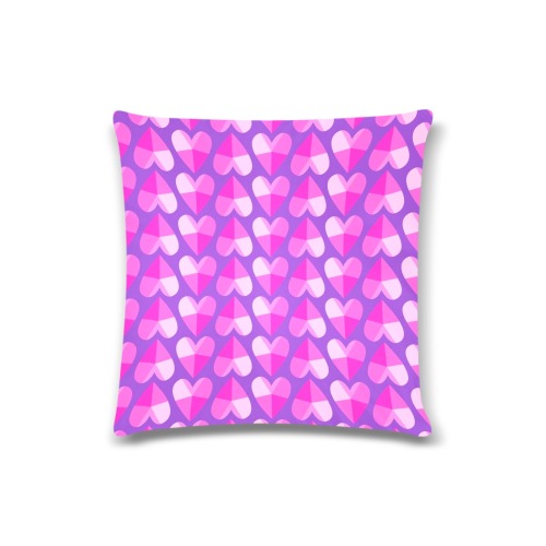 Pink Hearts Custom Zippered Pillow Case 16"x16"(Twin Sides)