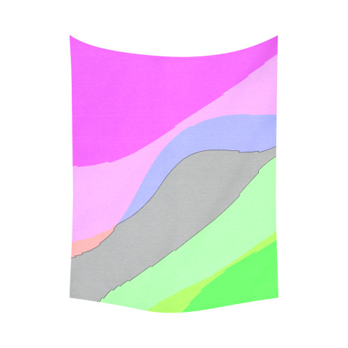 Abstract 703 - Retro Groovy Pink And Green Cotton Linen Wall Tapestry 80"x 60"