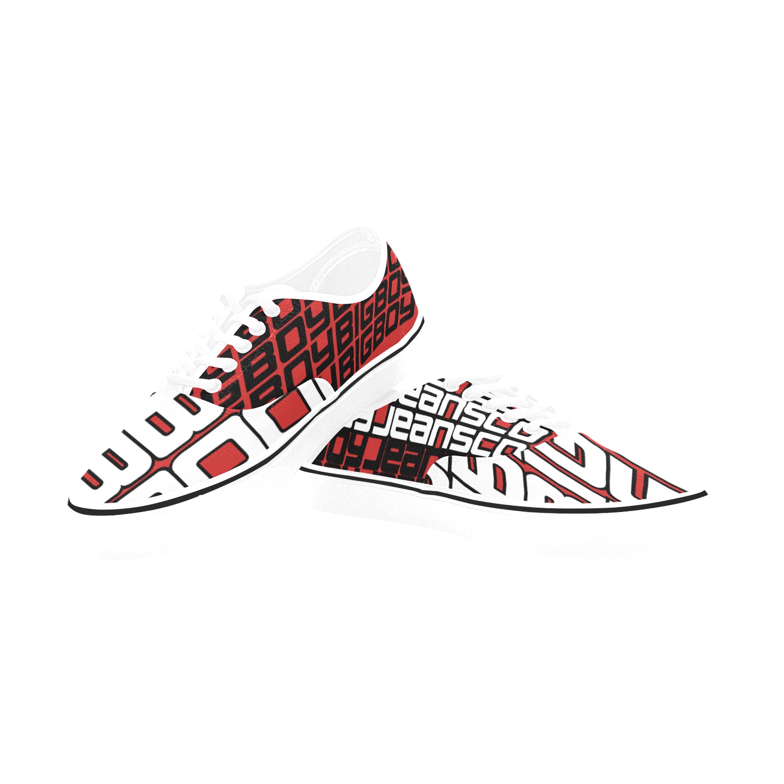BXB LOWS WYT RED Classic Men's Canvas Low Top Shoes (Model E001-4)