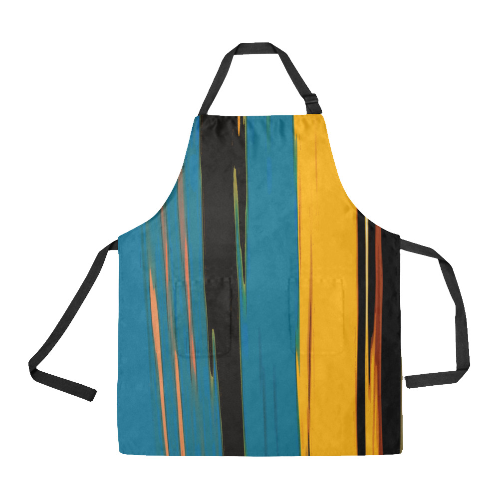 Black Turquoise And Orange Go! Abstract Art All Over Print Apron